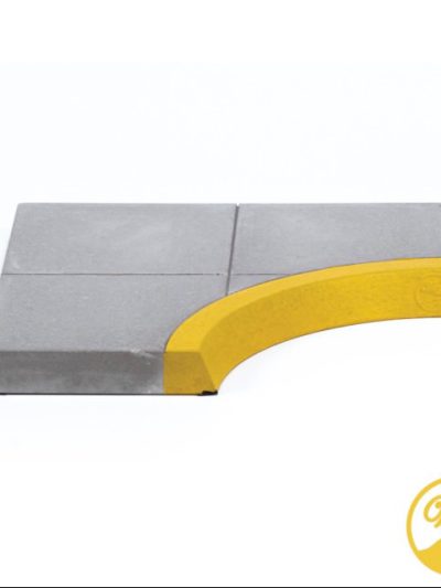 White-Wave Barriers / 2nd. Inner Corner Yellow Curb - 2x2  Slabs 
